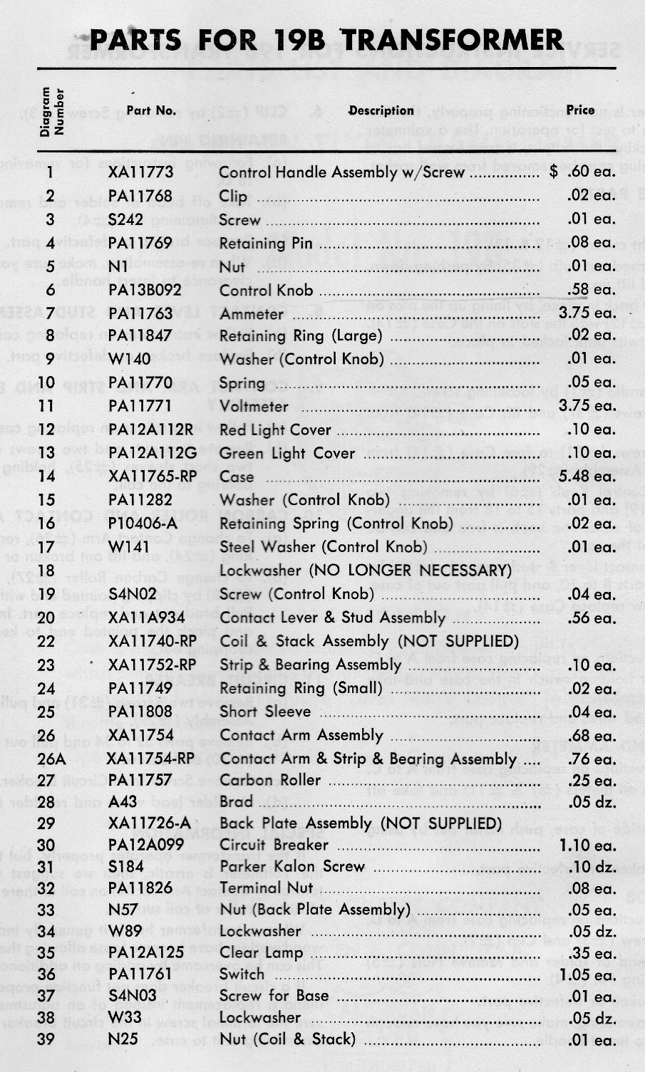 American Flyer Transformer 19B Parts List and Diagram - Page 3