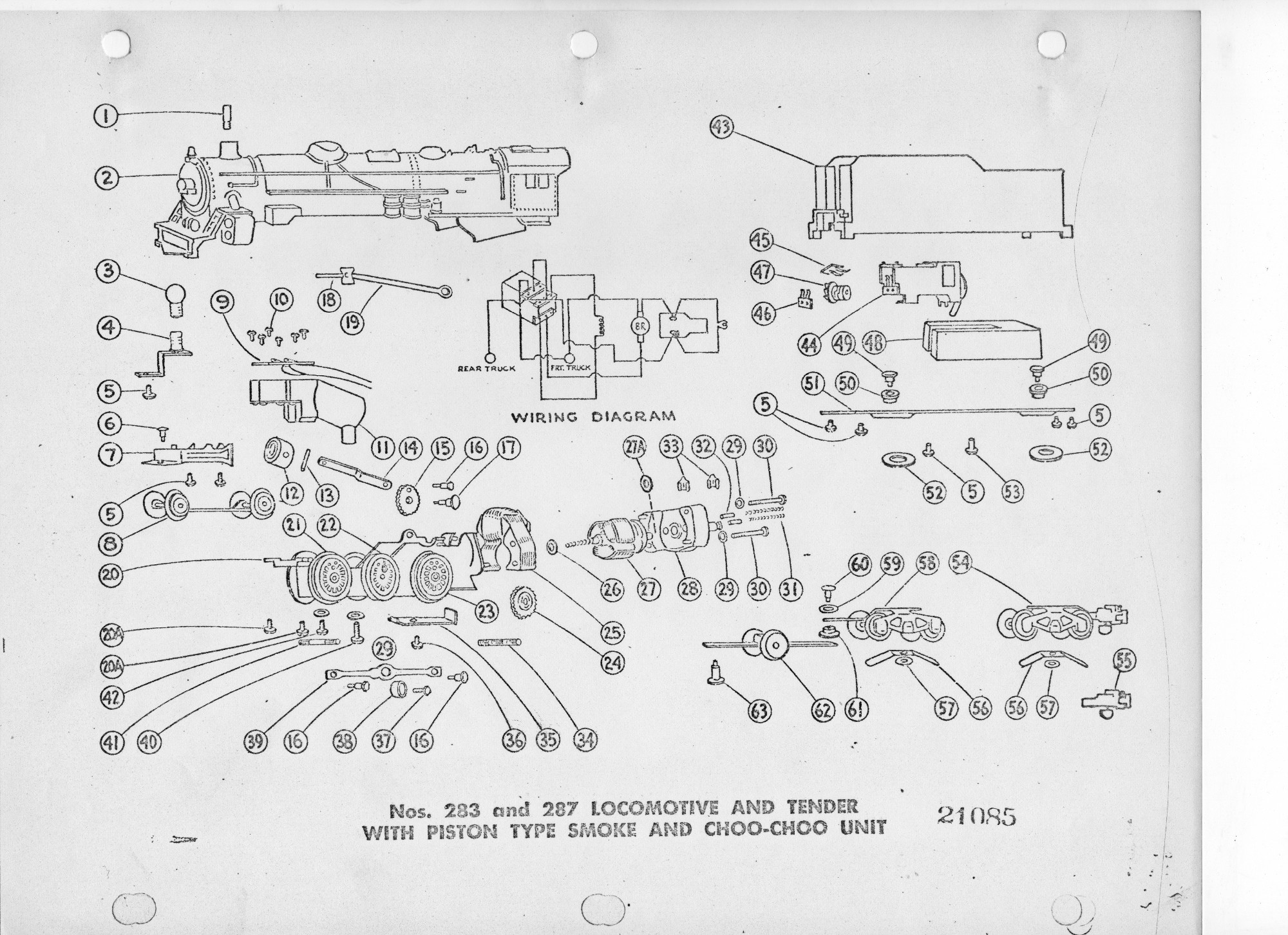 American Flyer Locomotive 283 & 287 Parts List and Diagram - Page 2