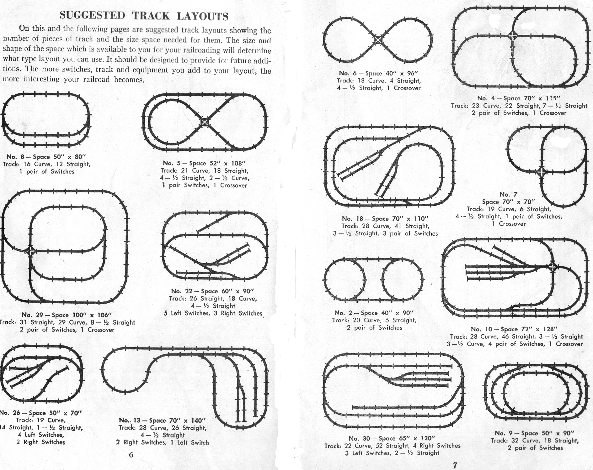 American Flyer Suggested Track Layouts