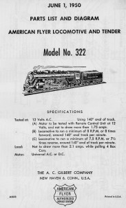 American Flyer Model 322 Parts List and Diagram