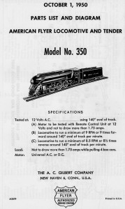American Flyer Model 350 Parts List and Diagram