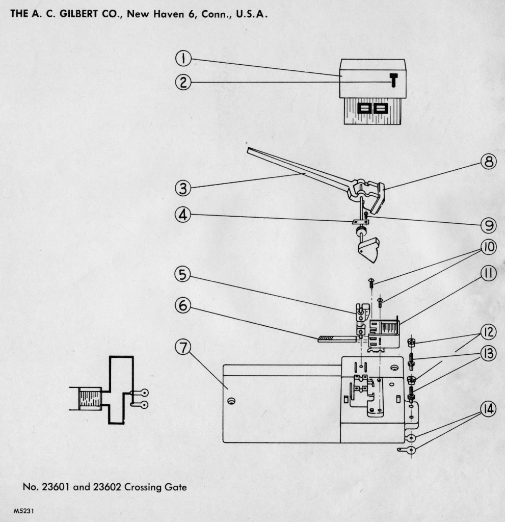 American Flyer Crossing Gate 23601 & 23602 Parts List and Diagram
