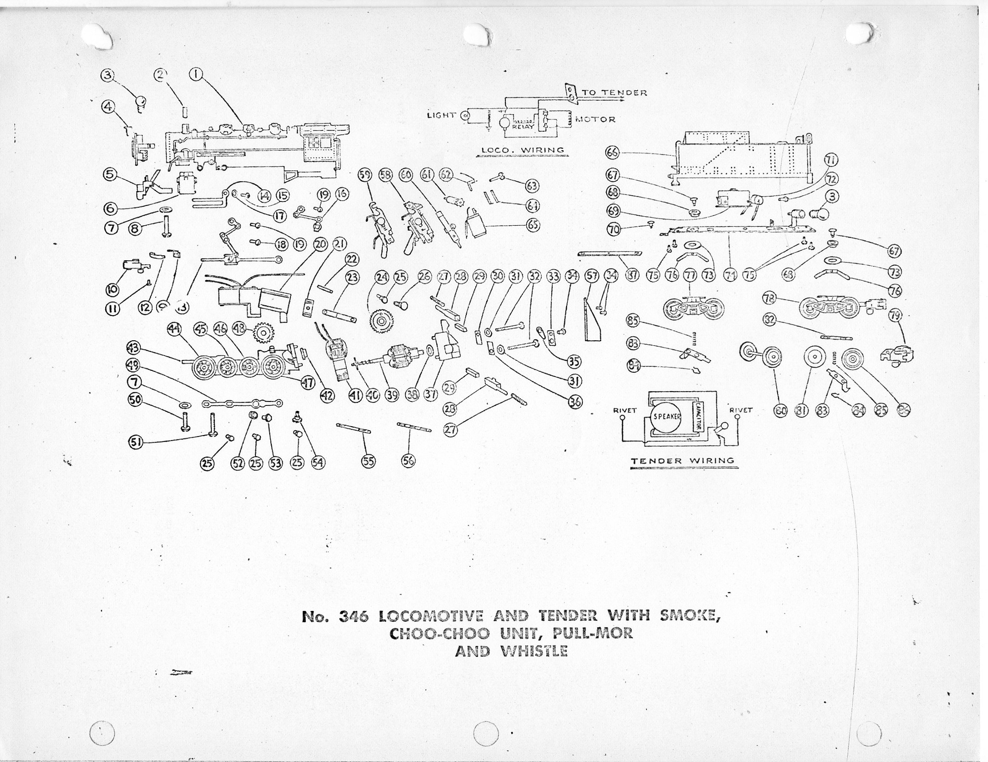 American Flyer Locomotive & Tender 346 Parts List & Diagram - Page 2