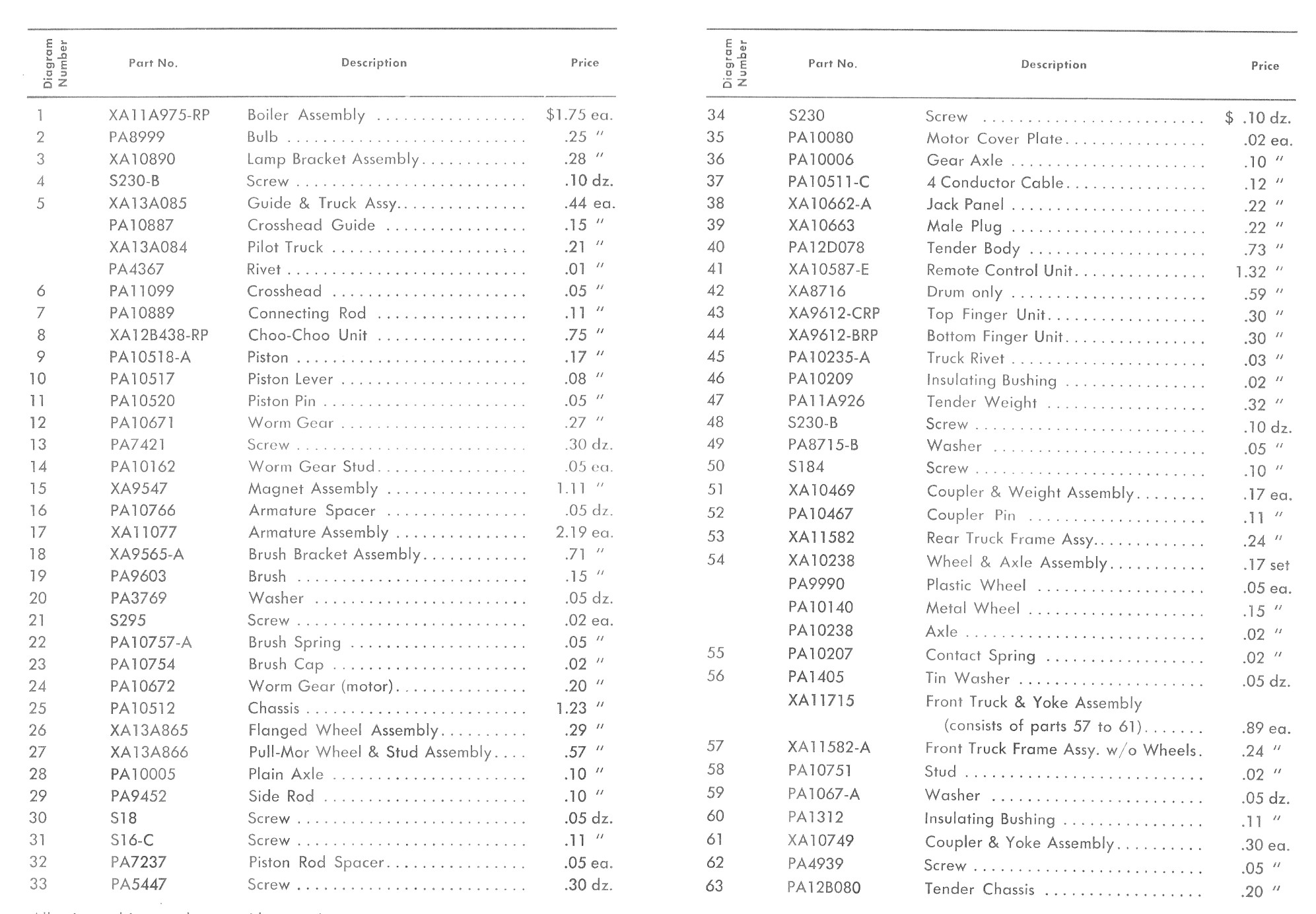 American Flyer Locomotive 301 Parts List and Diagram - Page 3