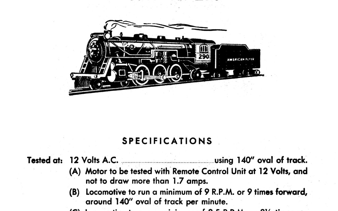 American Flyer Locomotive 290 Postwar Pacific Parts List & Diagram