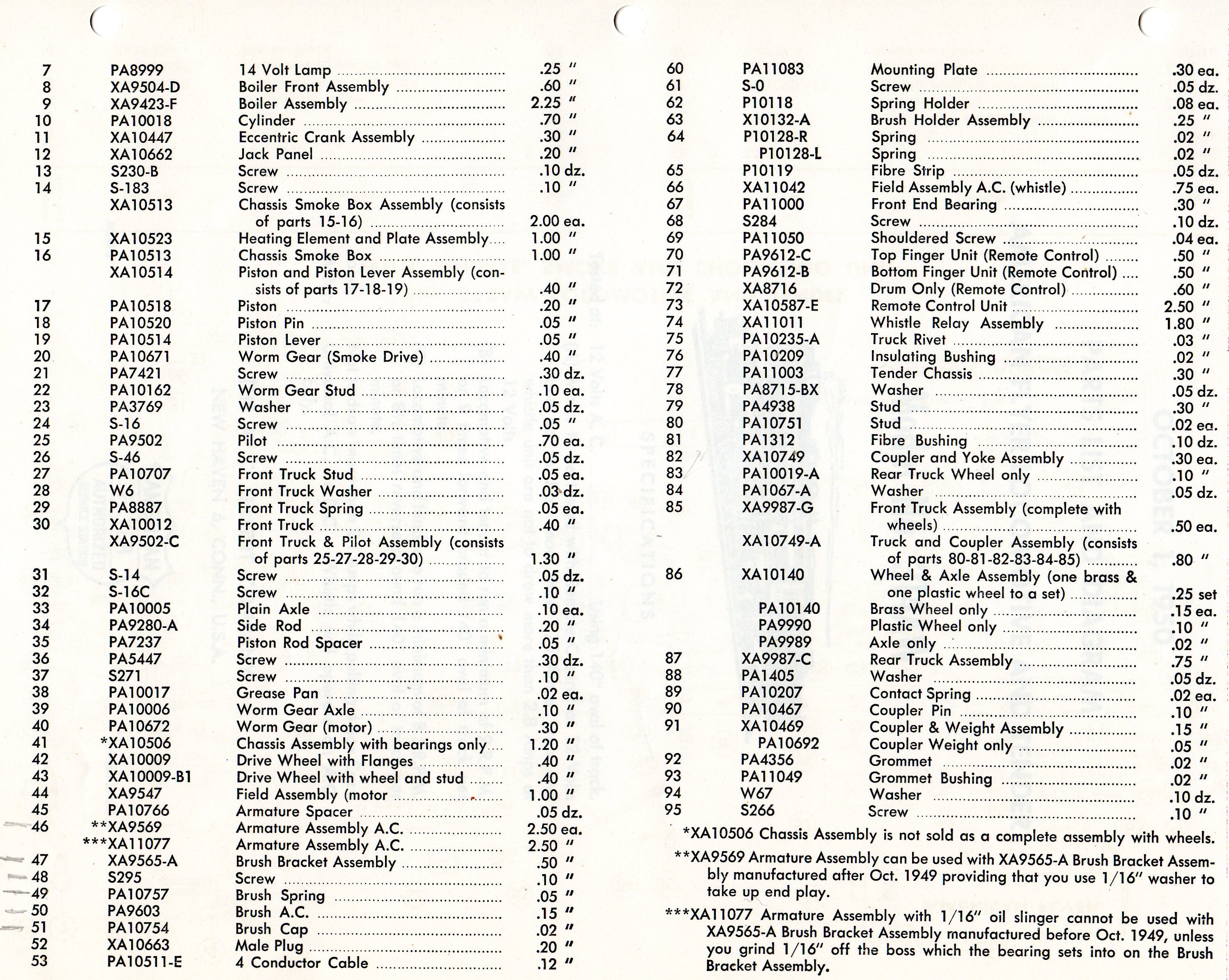 American Flyer Locomotive & Tender 314AW Parts List and Diagram - Page 3