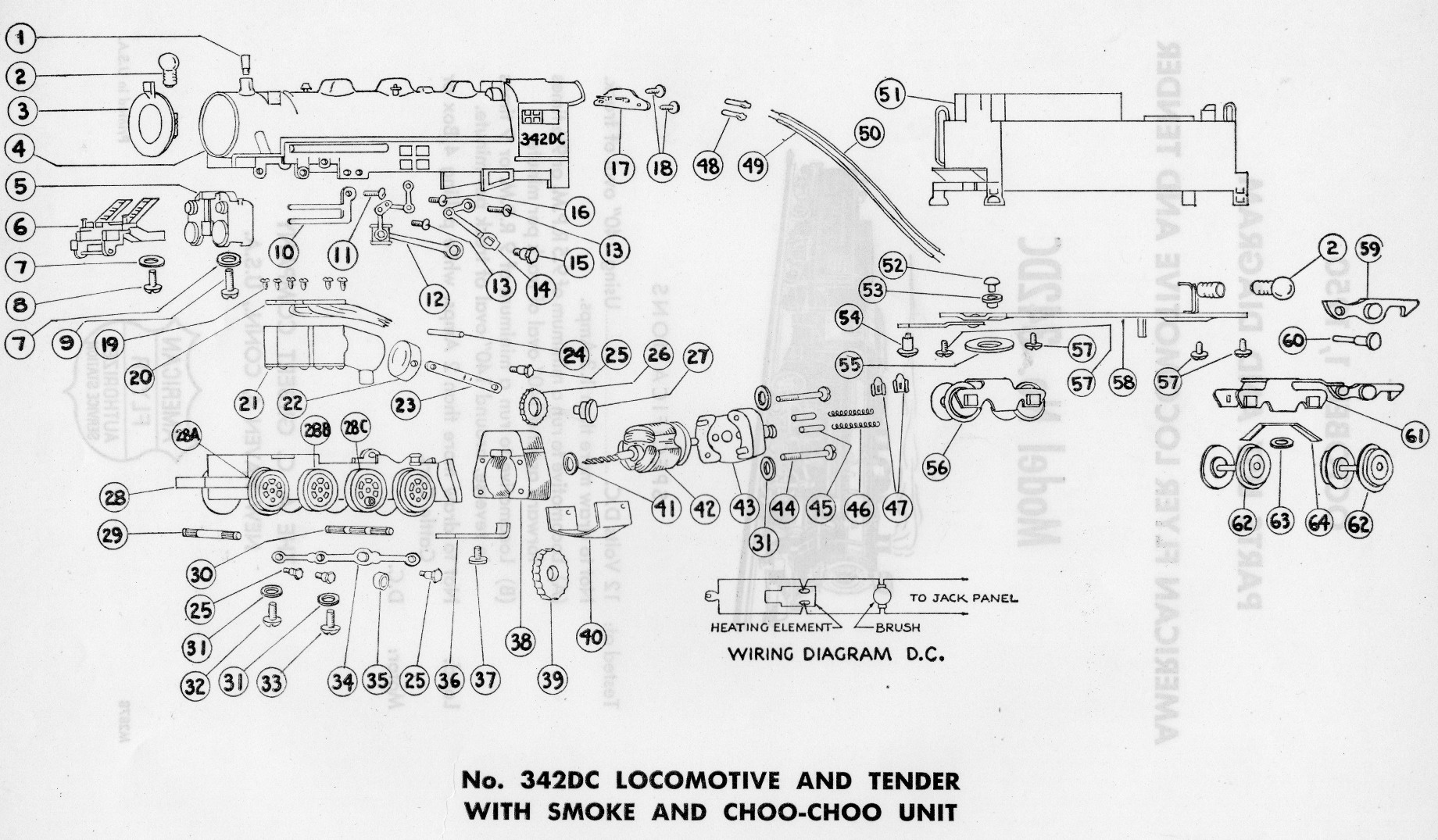 American Flyer Locomotive 342DC Parts List & Diagram - Page 2